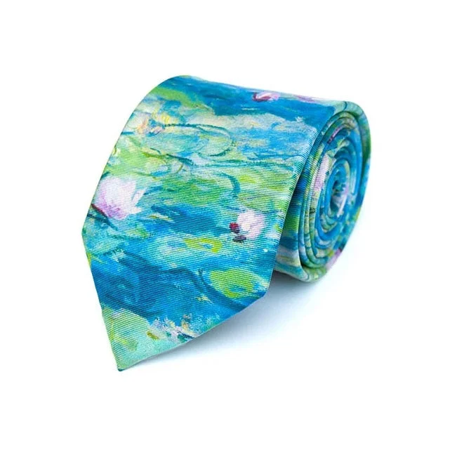 elegant silk necktie designs for corporate events-Monet Water Lillies Tie