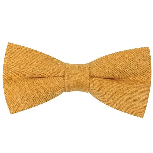 premium silk necktie sets for business events-Classy Men Mustard Cotton Pre-Tied Bow Tie