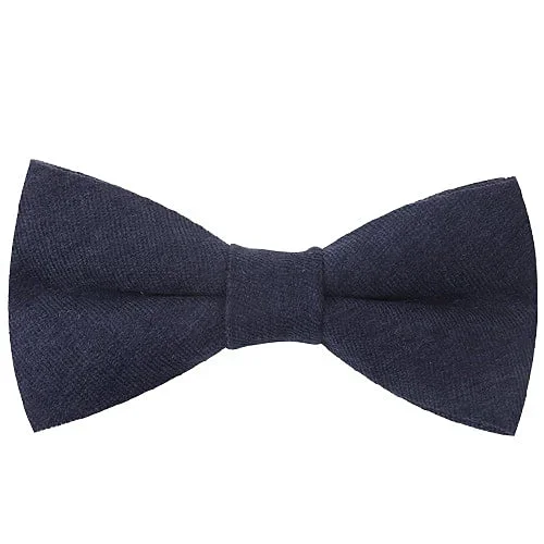 premium silk necktie designs for wedding celebrations-Classy Men Navy Blue Cotton Pre-Tied Bow Tie