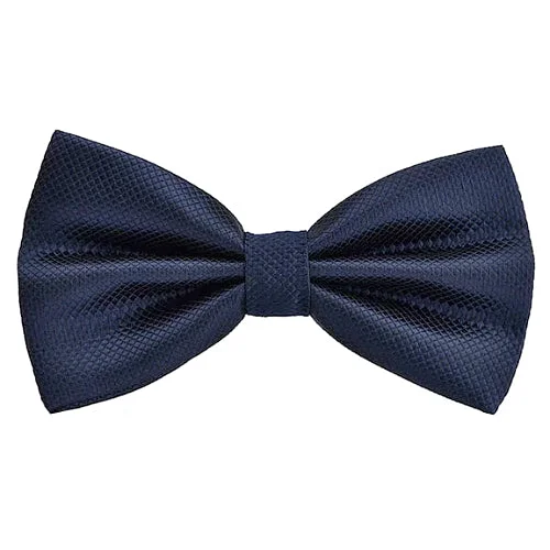 trendy silk necktie ideas for wedding celebrations-Classy Men Navy Blue Deluxe Pre-Tied Bow Tie