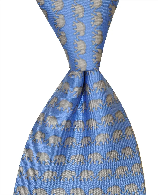 elegant silk wedding bow tie designs for men-Elephant Tie - Blue