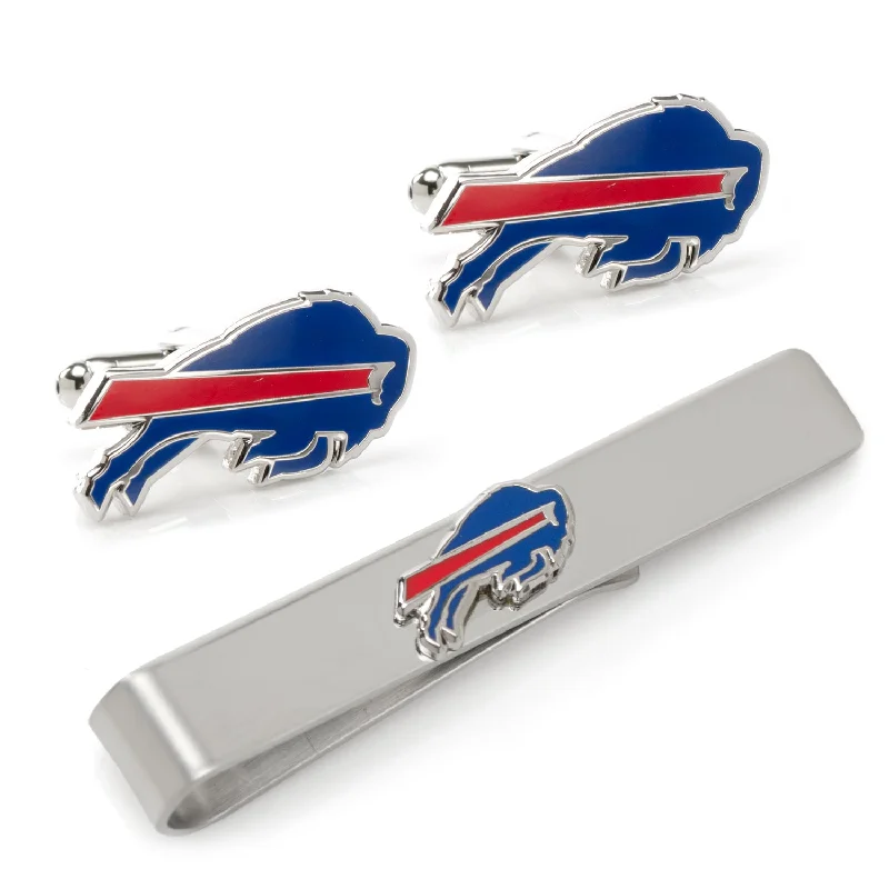 affordable silk necktie sets for wedding events-Buffalo Bills Cufflinks and Tie Bar Gift Set