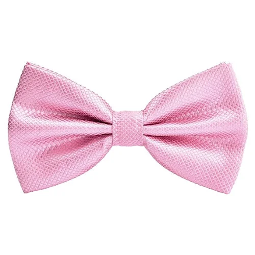 premium silk necktie ideas for wedding events-Classy Men Pink Deluxe Pre-Tied Bow Tie