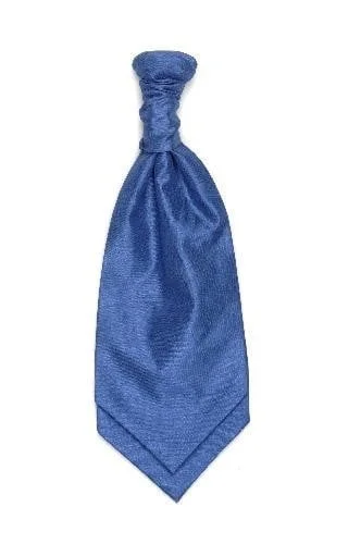 affordable silk bow ties for corporate wear-Polyester Shantung Ruche Tie - French Blue