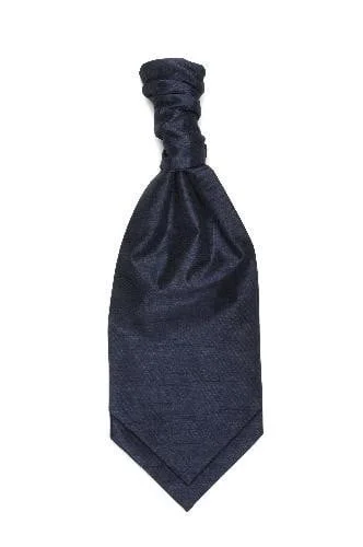 slim silk wedding necktie sets for men-Polyester Shantung Ruche Tie - Navy