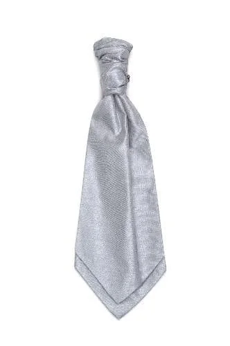 high-quality silk wedding necktie designs-Polyester Shantung Ruche Tie - Silver