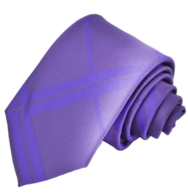 elegant silk necktie designs for office wear-Grape Jam Purple Plaid Slim Tie and Pocket Square