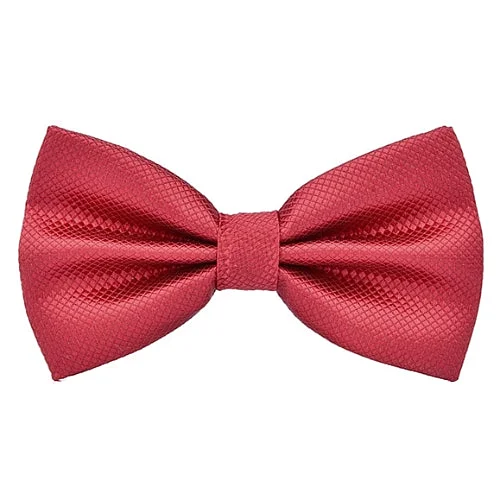 unique silk wedding bow ties for men-Classy Men Red Deluxe Pre-Tied Bow Tie