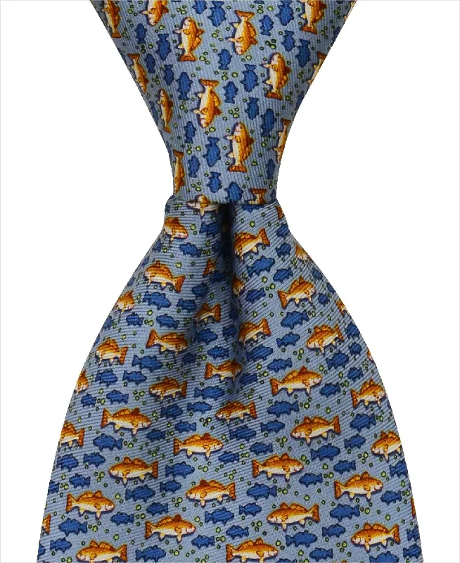 vibrant silk necktie sets for corporate events-Redfish Tie - Blue