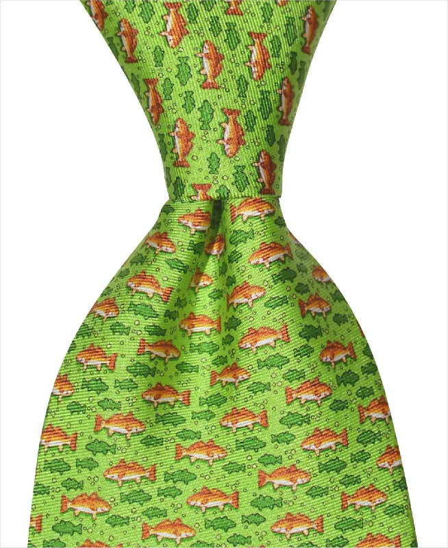 affordable silk necktie designs for business wear-Redfish Tie - Green