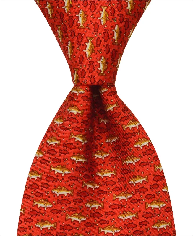 high-end silk necktie patterns for office meetings-Redfish Tie - Red