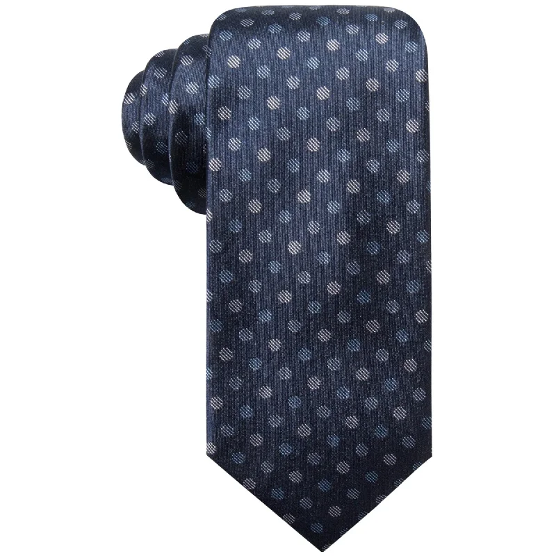 best silk necktie options for business wear-Ryan Seacrest Mens Dozzo Polka Dot Self-tied Necktie, Blue, One Size - One Size