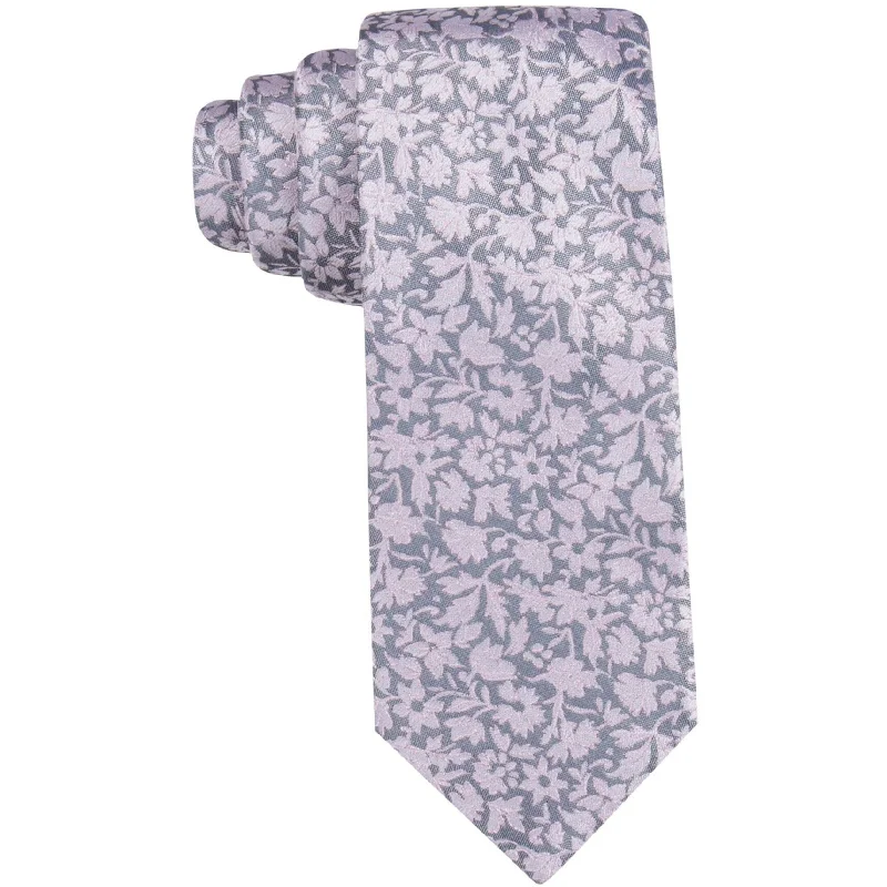 designer silk necktie options for office wear-Ryan Seacrest Mens Floral Self-tied Necktie, Pink, One Size - One Size