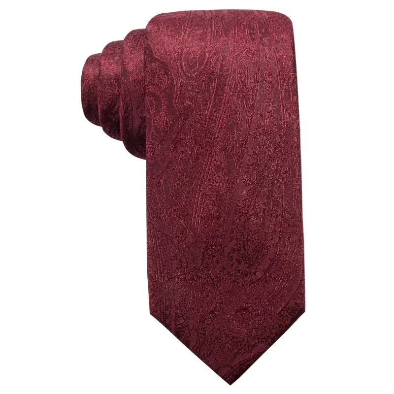 premium silk necktie patterns for wedding events-Ryan Seacrest Mens Ramapo Paisley Self-tied Necktie, Red, One Size - One Size