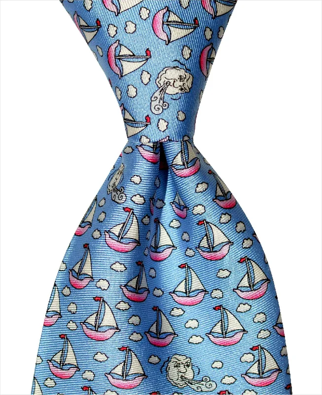 luxury silk necktie sets for office wear-Sailboat Tie - Blue