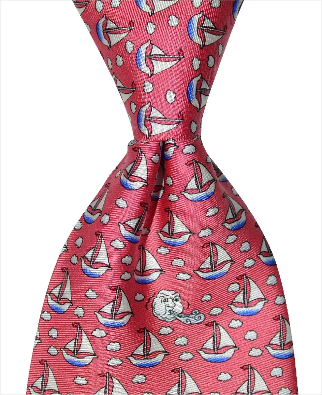 vibrant silk necktie colors for corporate wear-Sailboat Tie - Red