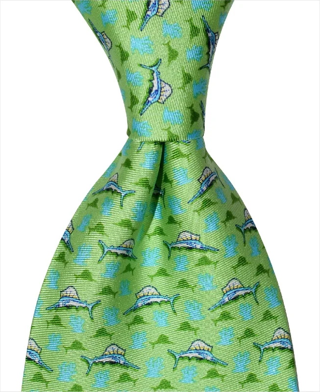 trendy silk necktie colors for office wear-Sailfish Tie - Green