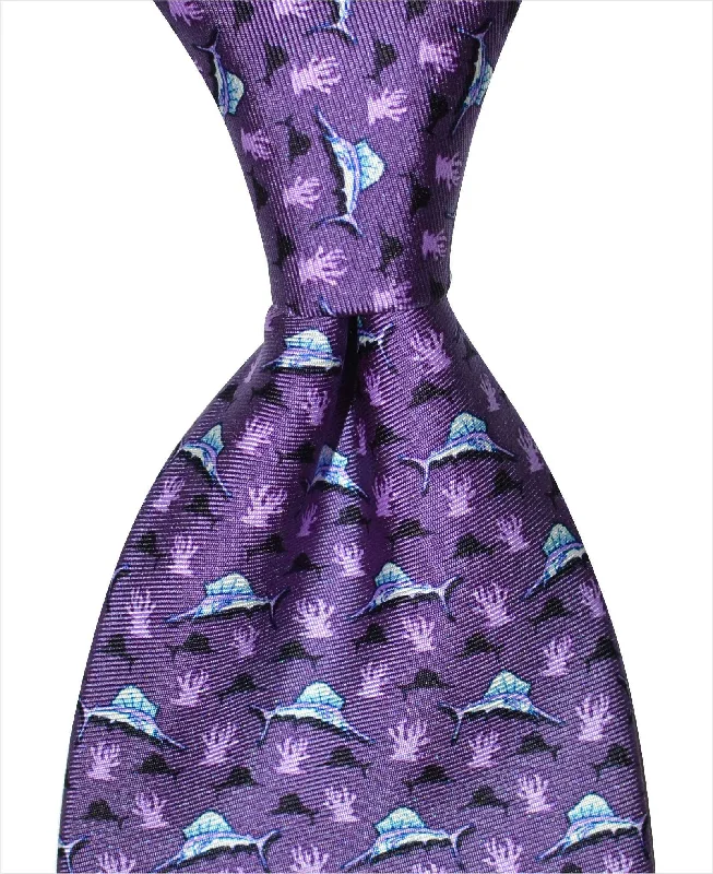 classic silk necktie sets for business meetings-Sailfish Tie - Purple