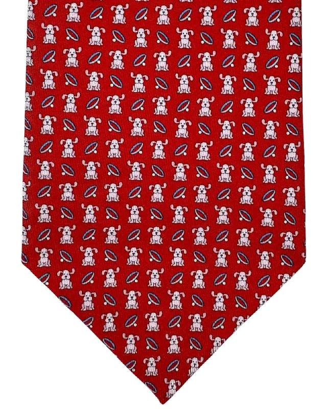 premium silk bow tie designs for weddings-Salvatore Ferragamo Novelty Tie Red Dog & Collar Design