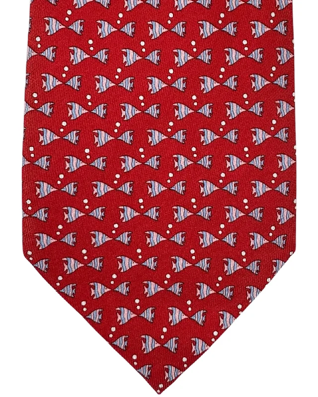 premium silk ties for business wear-Salvatore Ferragamo Novelty Tie Red Fish Design