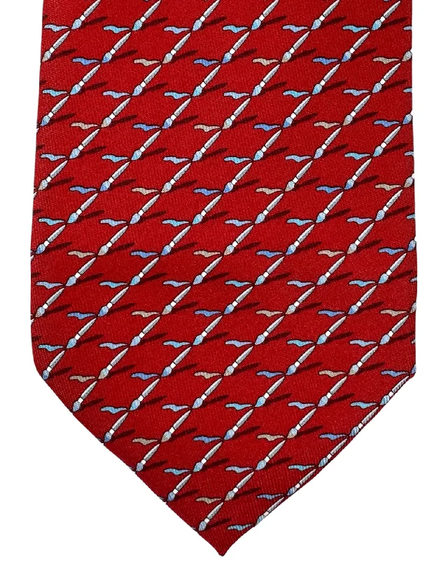 affordable silk necktie options for office wear-Salvatore Ferragamo Novelty Tie Red Pencil Design