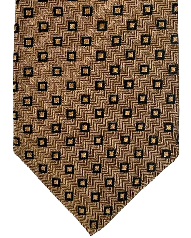 vibrant silk necktie designs for business events-Sartorio Sevenfold Tie Brown Black Square Design