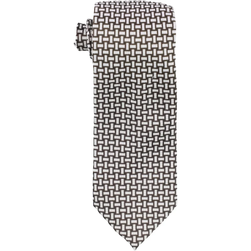 elegant silk necktie combinations for weddings-Sean John Mens Large Basketweave Self-tied Necktie, Brown, One Size - One Size