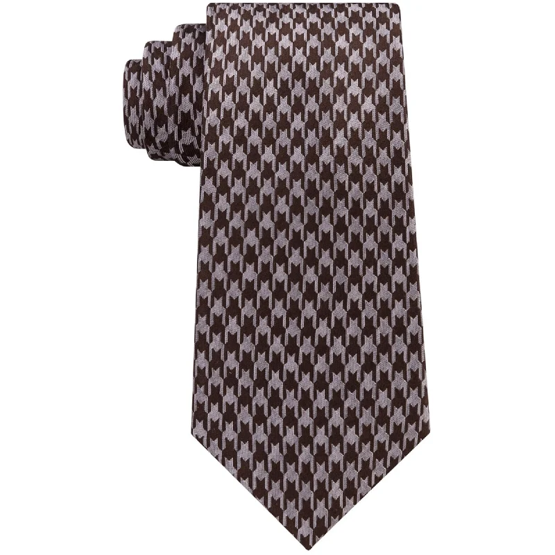 elegant silk necktie sets for corporate wear-Sean John Mens Retro Houndstooth Self-tied Necktie, Brown, One Size - One Size