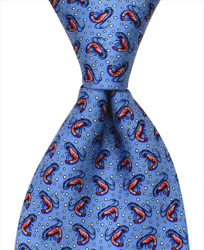 slim silk necktie options for weddings-Shrimp Tie - Blue