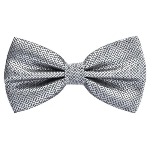 affordable silk necktie sets for wedding events-Classy Men Silver Deluxe Pre-Tied Bow Tie