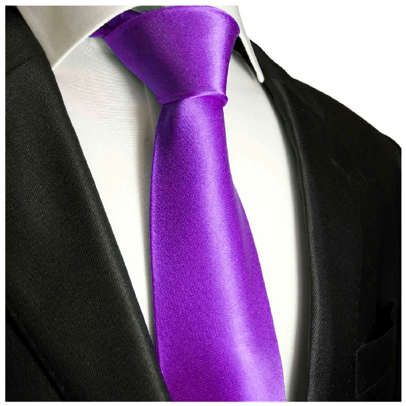 premium silk necktie sets for business events-Solid Amethyst Boys Zipper Tie