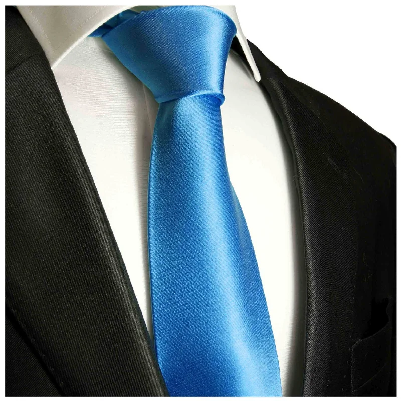 stylish silk necktie combinations for office wear-Solid Blue Boys Zipper Tie