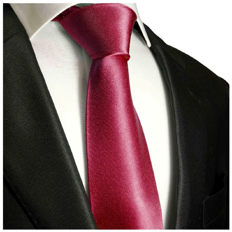 slim silk necktie options for weddings-Solid Ruby Red Boys Zipper Tie