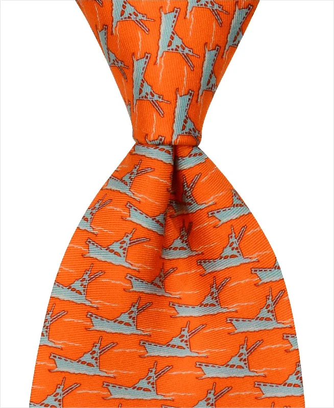 affordable silk necktie combinations for business events-Sportfishing Boat Tie - Orange