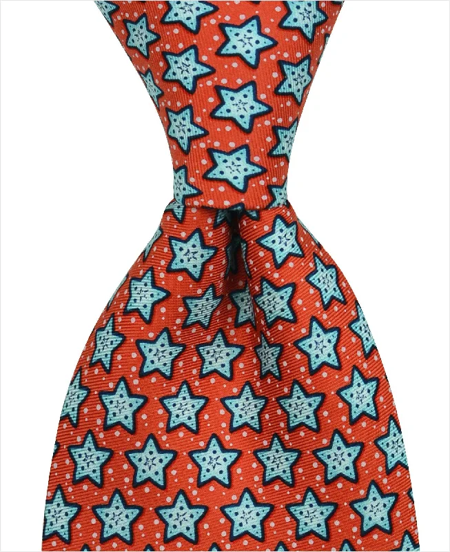 elegant silk necktie designs for business wear-Starfish Tie - Red