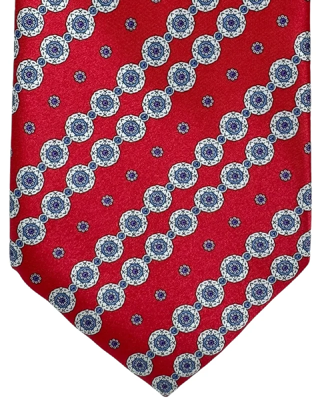 unique silk necktie options for weddings-Stefano Ricci Silk Tie Red Floral Stripes Design