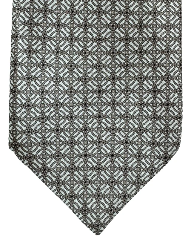 affordable silk wedding neckties for men-Stefano Ricci Tie Silver Taupe Geometric Design