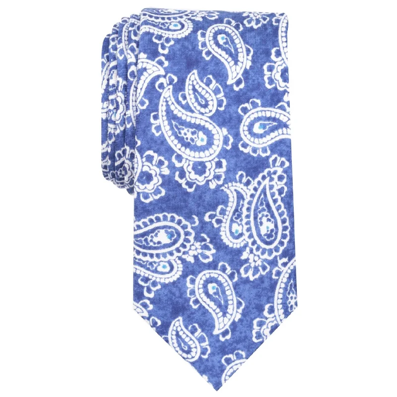 slim silk necktie designs for office meetings-Tallia Mens Paisley Slim Self-tied Necktie, Blue, One Size - One Size