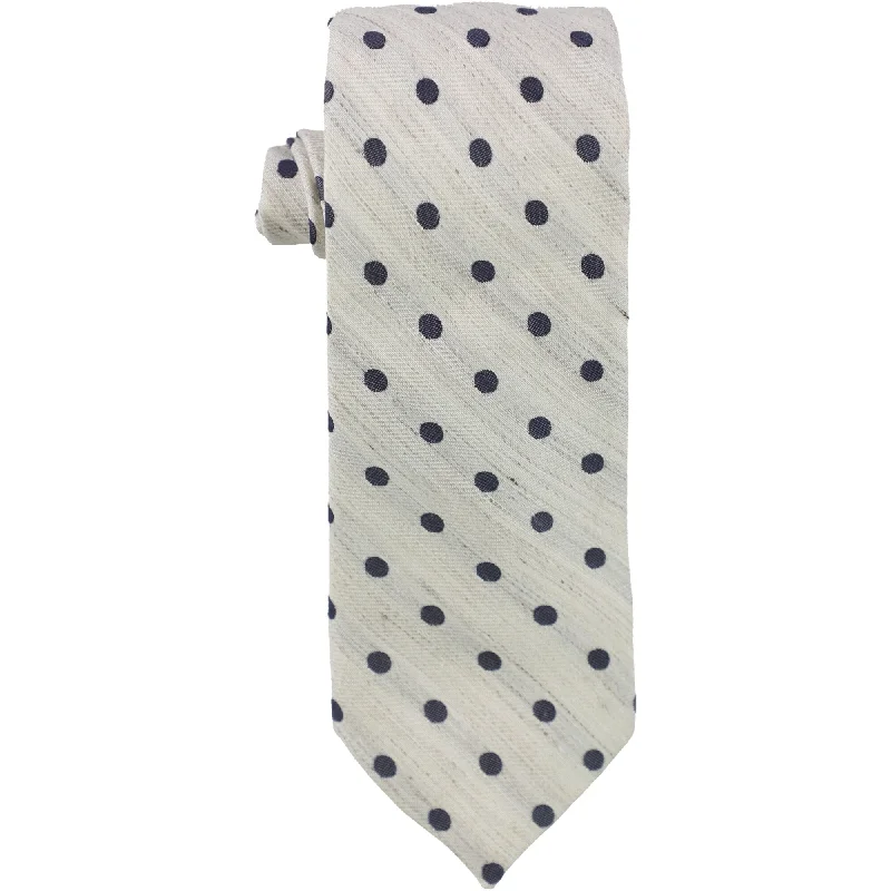 slim silk necktie colors for office wear-Tallia Mens Polka Dot Self-tied Necktie, Beige, One Size - One Size