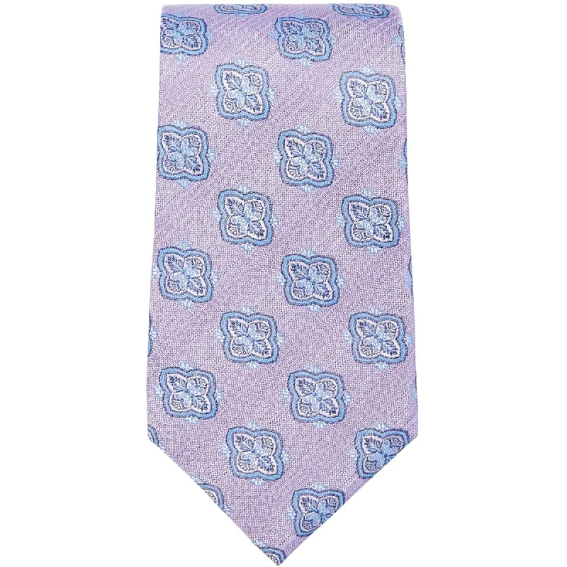 affordable silk necktie combinations for wedding events-Tasso Elba Mens Medallion Self-tied Necktie, Purple, One Size - One Size