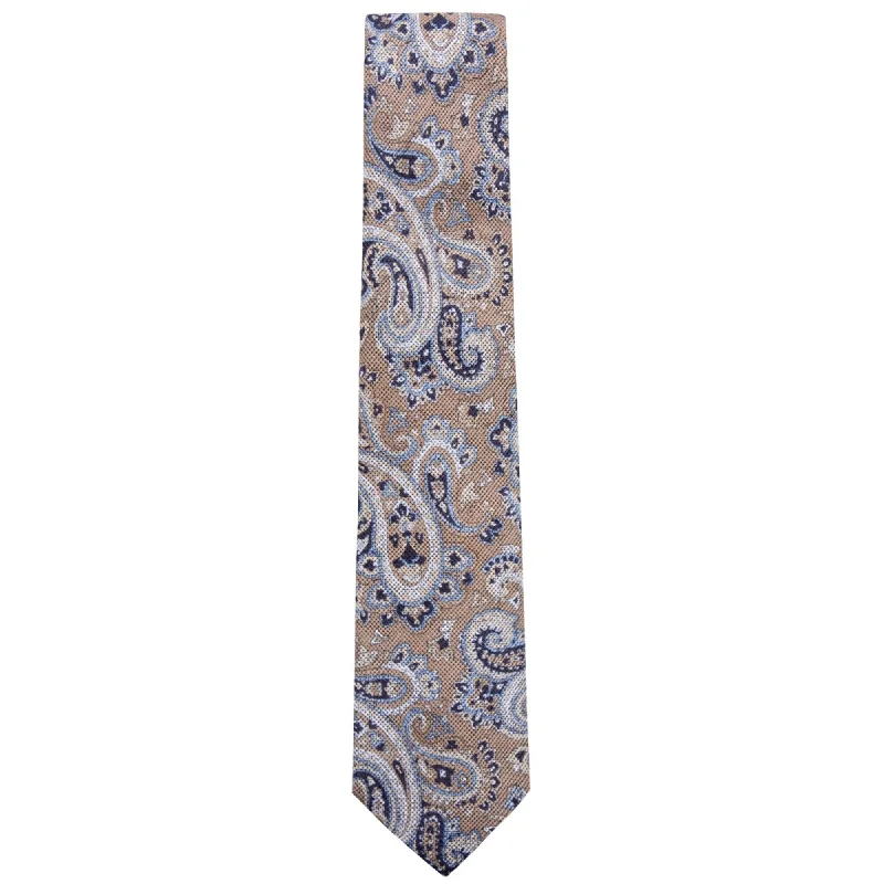 affordable designer silk necktie combinations-Tasso Elba Mens Paisley Self-tied Necktie, Beige, One Size - One Size