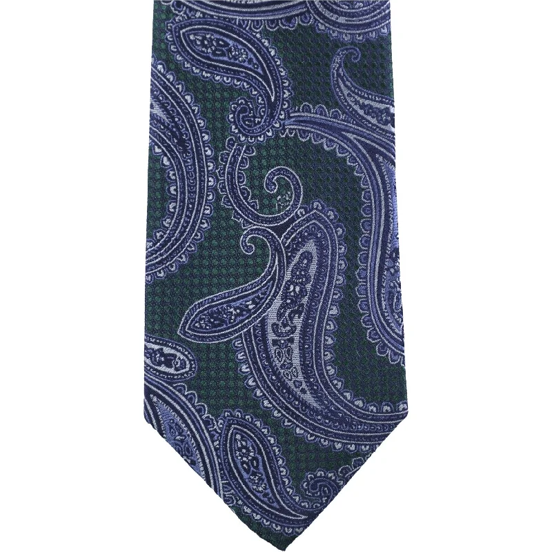 luxury silk wedding necktie options for men-Tasso Elba Mens Paisley Self-tied Necktie, Green, One Size - One Size