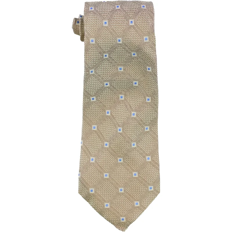 best silk wedding necktie options for men-Tasso Elba Mens Parquet Diamond Self-tied Necktie, Beige, One Size - One Size