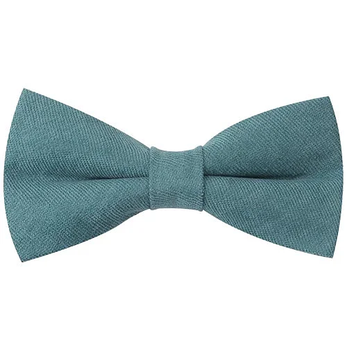 affordable silk necktie options for weddings-Classy Men Teal Cotton Pre-Tied Bow Tie