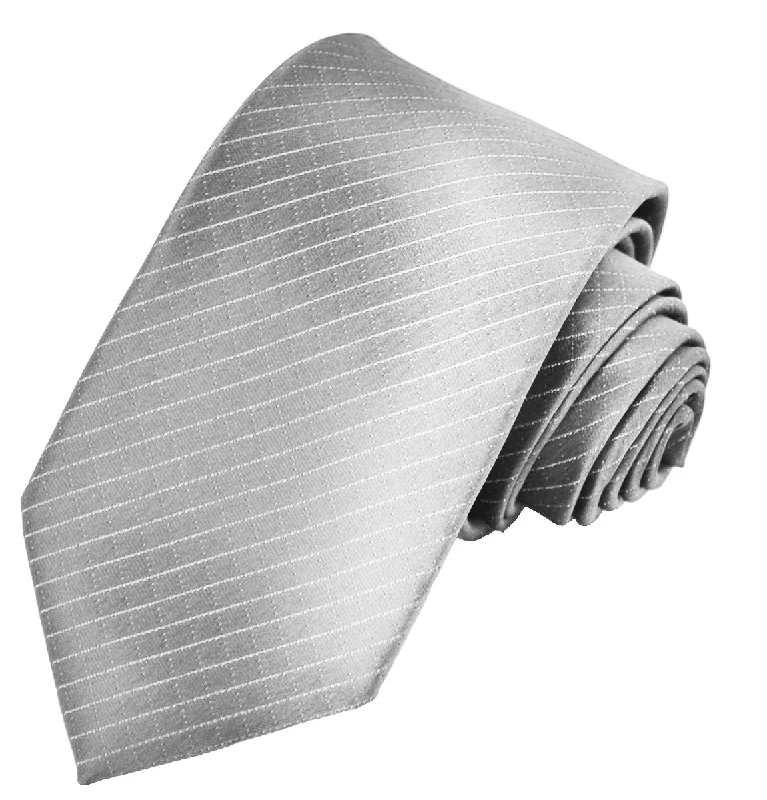 high-end silk necktie patterns for office meetings-Glacier Grey Slim Tie and Pocket Square