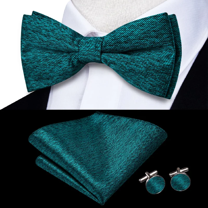 affordable silk necktie ideas for weddings-Ties2you Tuxedo Bow Tie Dark Cyan Green Novelty Silk Men's Formal Pre-tied Bowtie Set