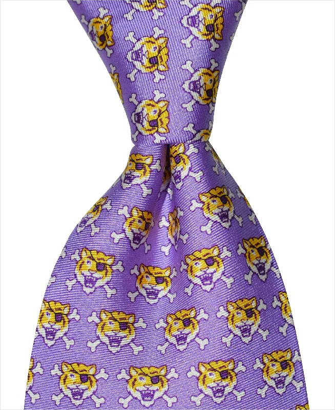 unique silk bow ties for weddings-Pirate Tiger Tie - Purple