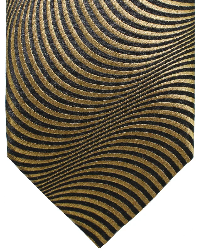 stylish silk wedding necktie designs for men-Tom Ford Tie Brown Black Swirl Stripes