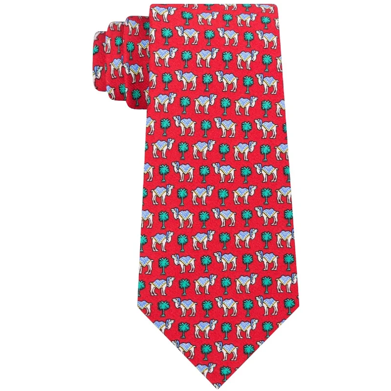 best silk wedding necktie designs for men-Tommy Hilfiger Mens Camel with Santa Hat Self-tied Necktie, Red, One Size - One Size