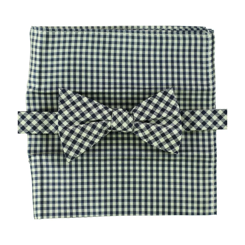 premium silk necktie designs for wedding celebrations-Tommy Hilfiger Mens Gingham Neck Tie Set, Blue, One Size - One Size